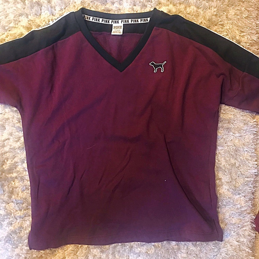 PINK long sleeve V Neck-L
